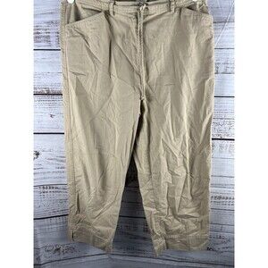 Susan Bristol Ankle Pants Women's 12 Khaki Flat Front Casual 100% Cotton